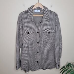 Everyday Chic Boutique Black Brown Cream Houndstooth Shacket Size Large Casual